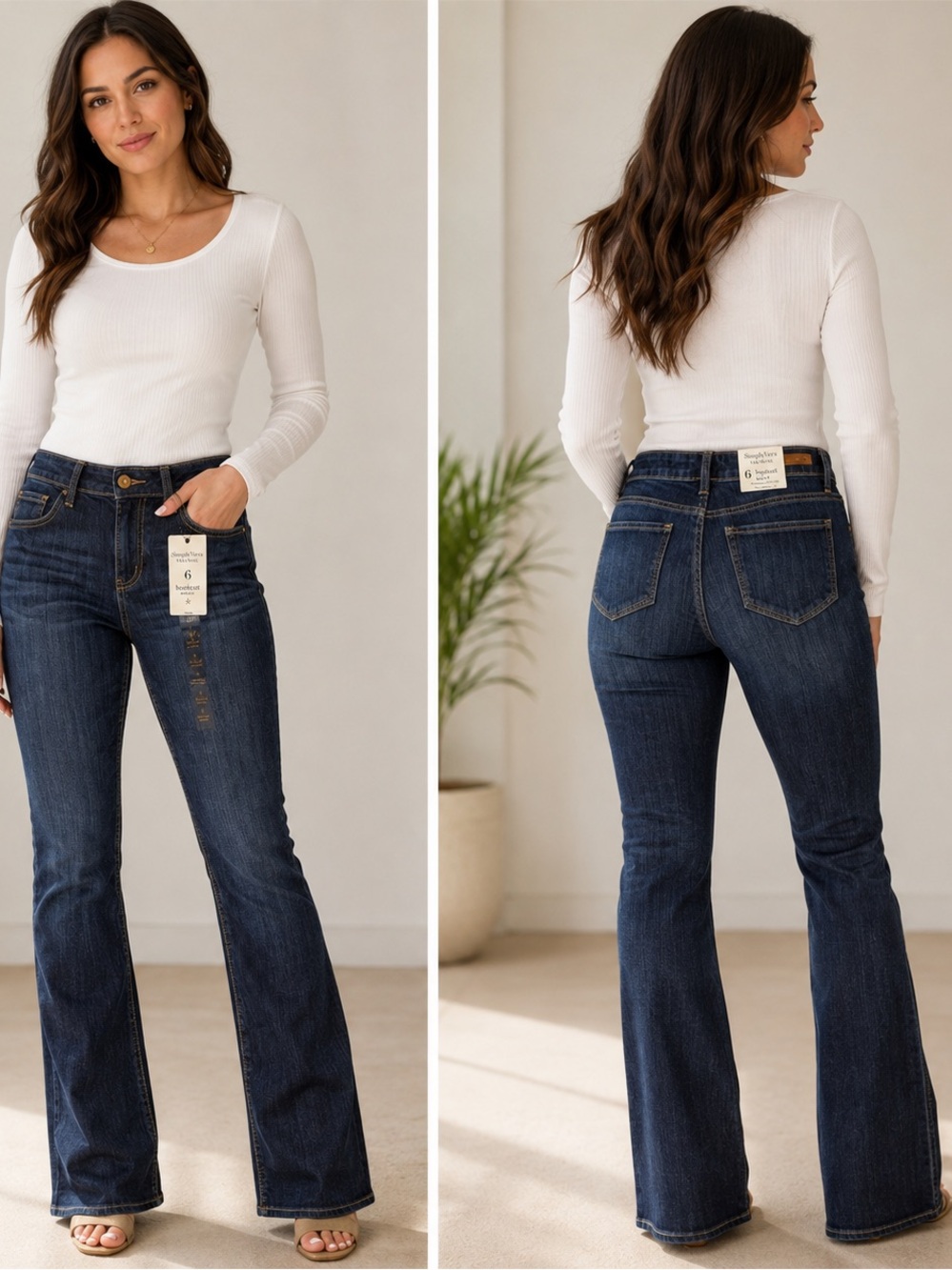 Simply Vera Vera Wang Women's Bootcut Jeans Dark Wash Blue Denim Pockets Size 6